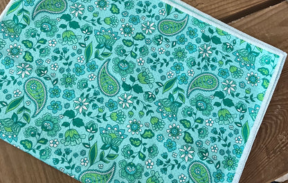 Quick dry tea towel  - Teal Paisley