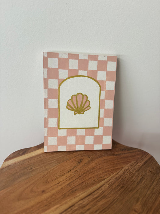 Pink Gingham Shell wall art