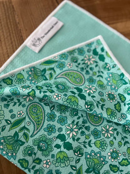 Quick dry tea towel  - Teal Paisley