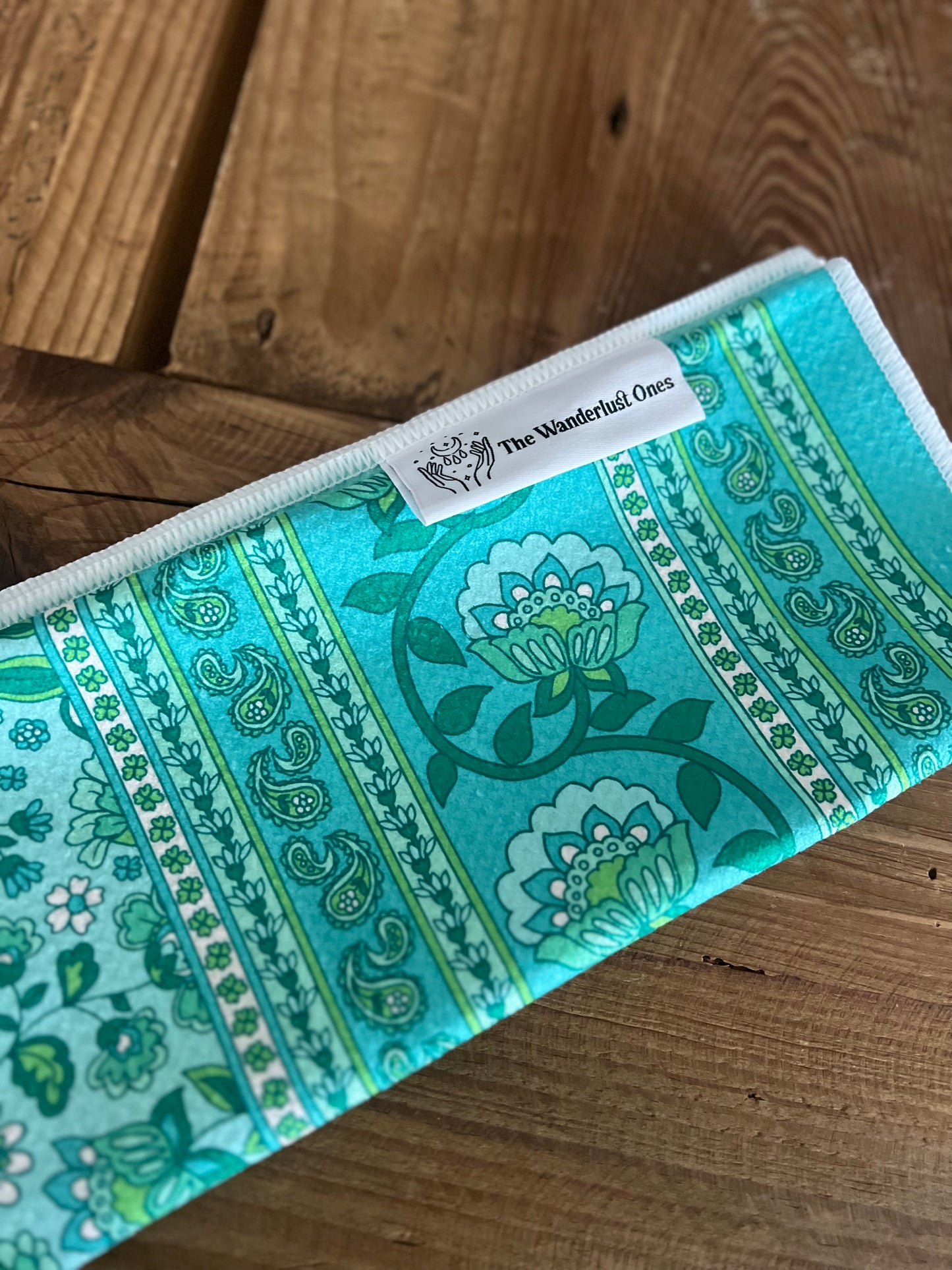 Quick dry tea towel  - Teal Paisley