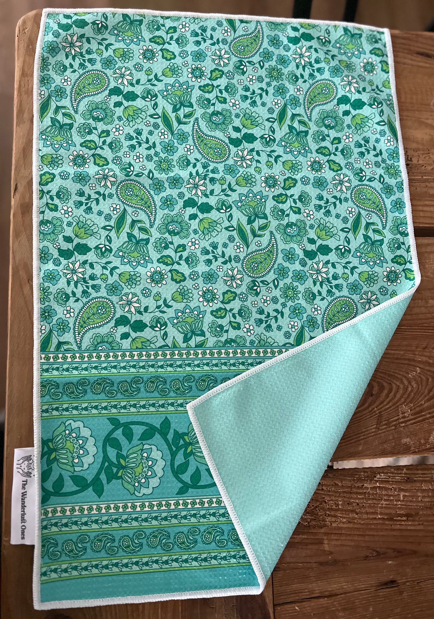 Quick dry tea towel  - Teal Paisley