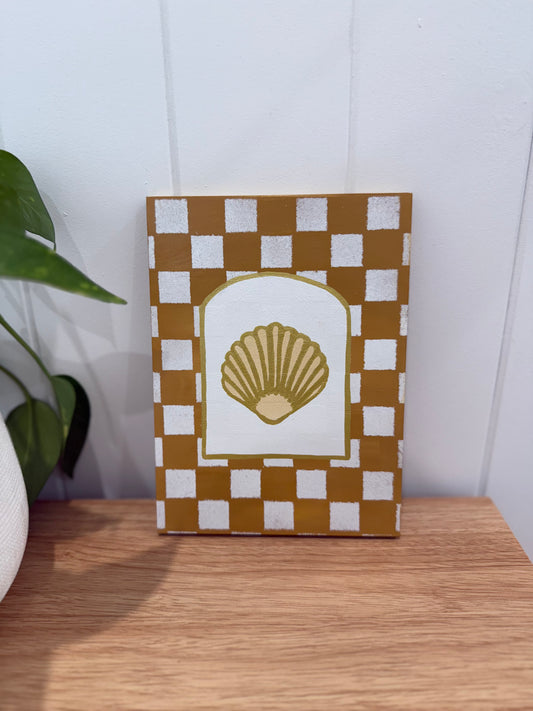 Mustard Gingham Shell wall art