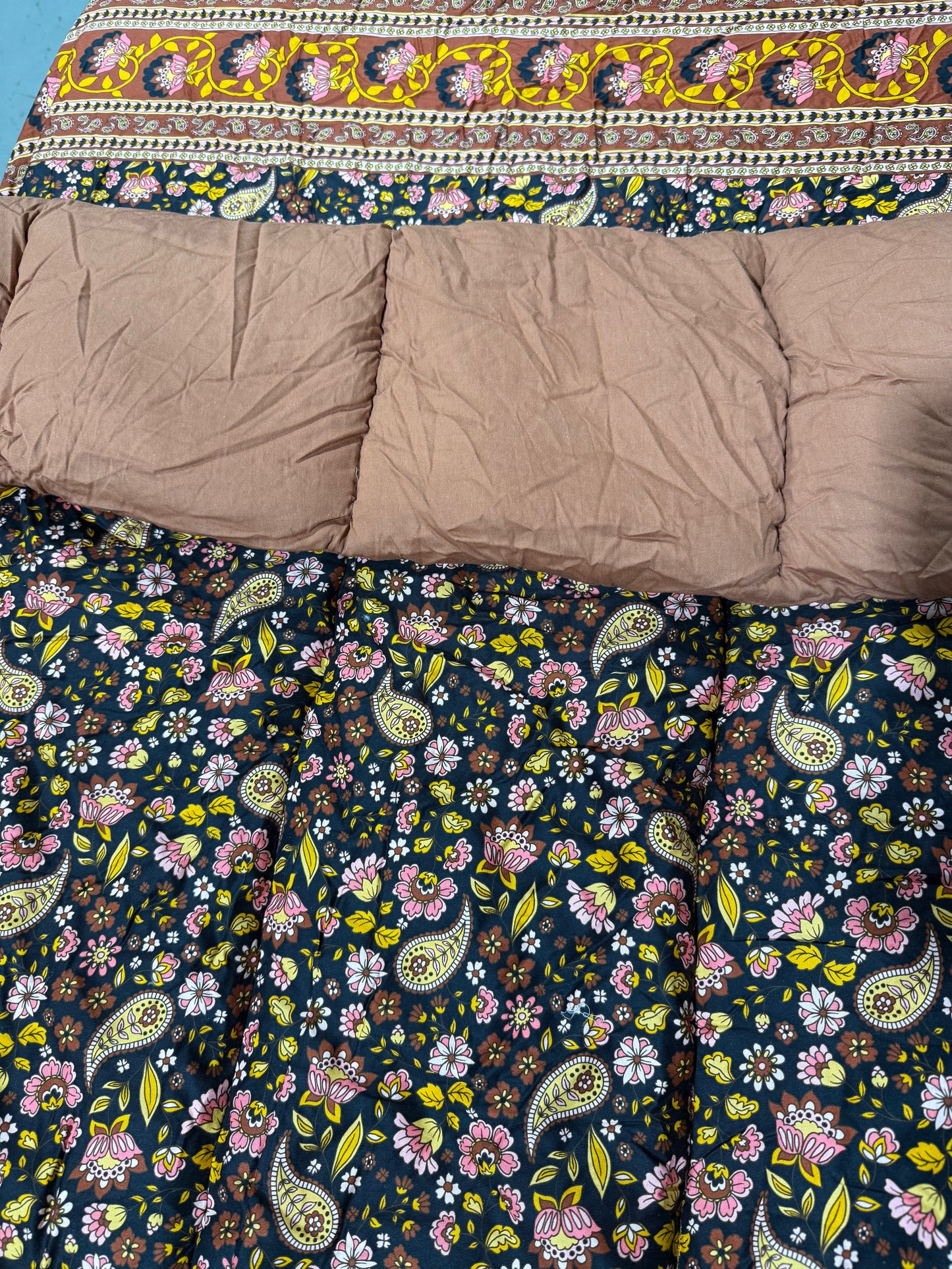 SECONDS - Retro Black Floral Bunk Cotton- No Pillowcase