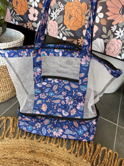 SECONDS - Wanderlust Beach Bag - Bluebells Print - missing the wanderlust logo