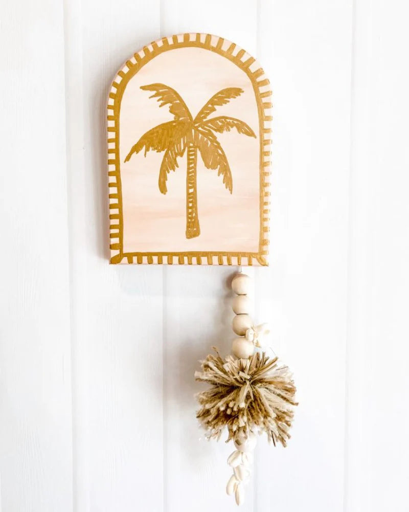 Boho peach palm wall art